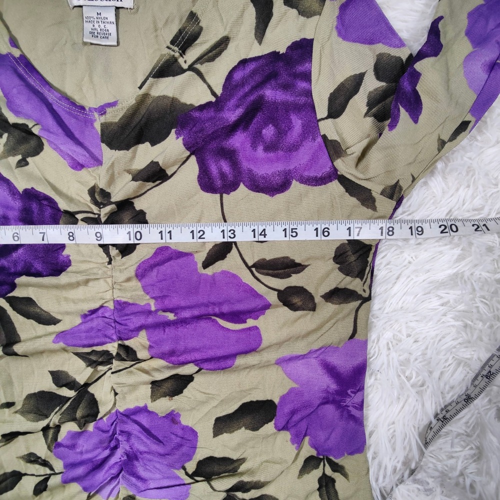 Style & Co. Y2K Purple Floral Ruched Mesh‎ Top Indie Sleaze Whimsygoth Size M - Picture 6 of 8
